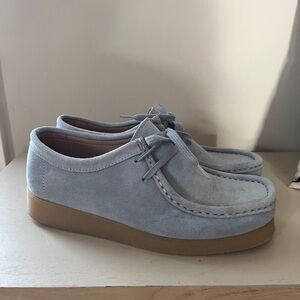 Anthropologie Light Blue Suede Mules - fits like Size 9